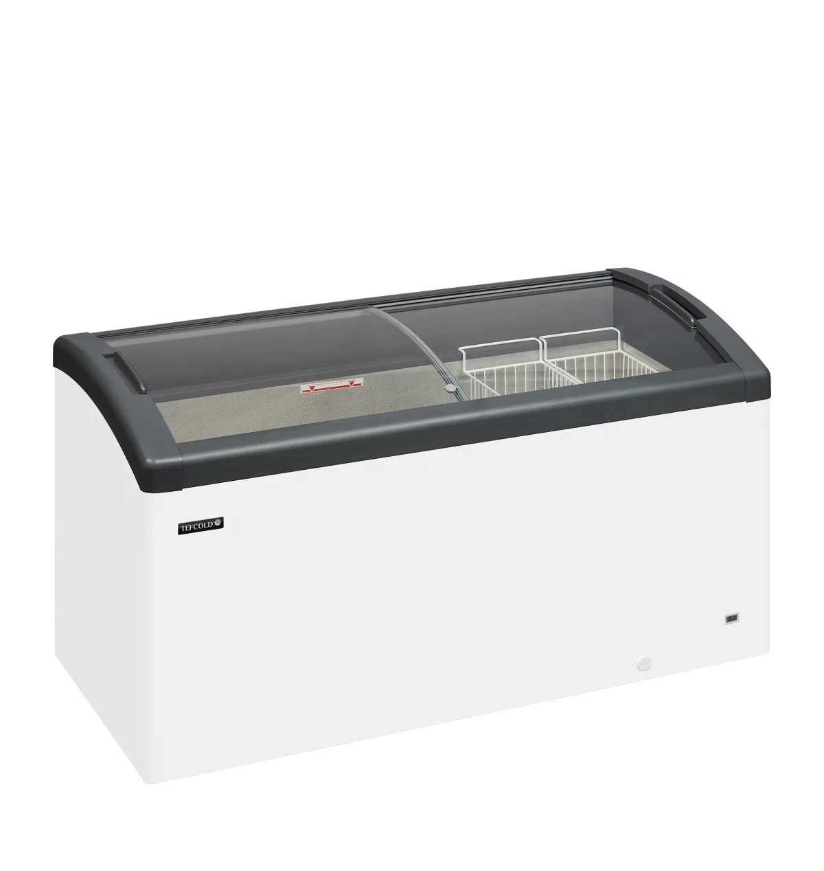 FOCUS 151 GREY Sliding Curved Glass Lid Chest Freezer
