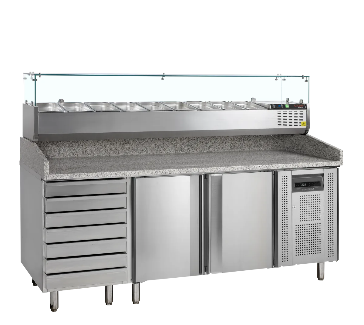 PT1310 + GVC38-200 Pizza Table with Topping unit